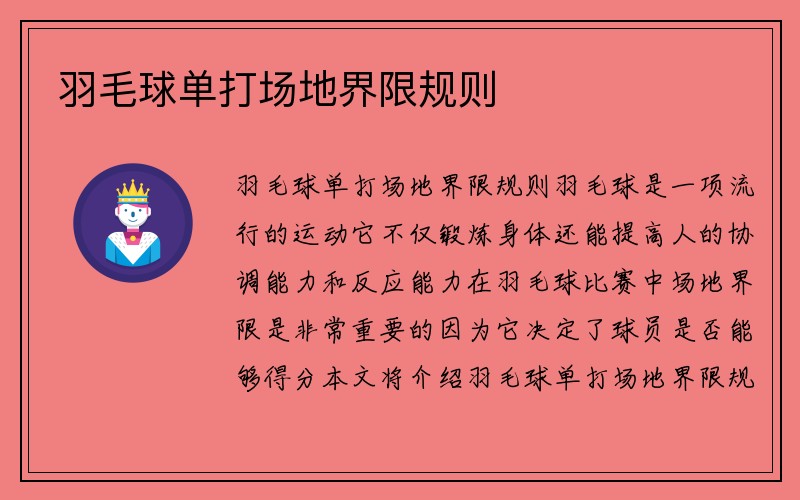 羽毛球单打场地界限规则